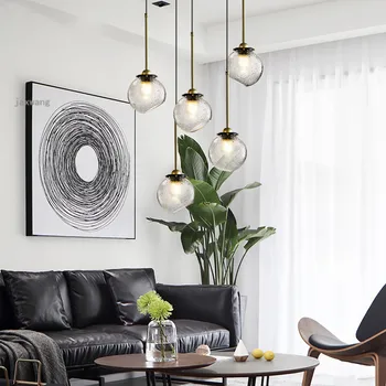 

JW Modern LED Glass Pendant Lamps Personality Restaurant Chandeliers Kitchen Accessories Nordic Romantic Warm Hanging Lamps