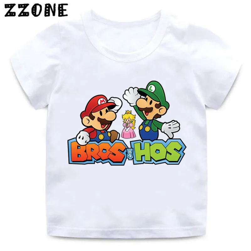 Футболка с принтом «Марио» для мальчиков и девочек детская забавная Одежда «Супер Марио» летняя белая футболка с короткими рукавами для малышей ooo5222 - Цвет: whiteC