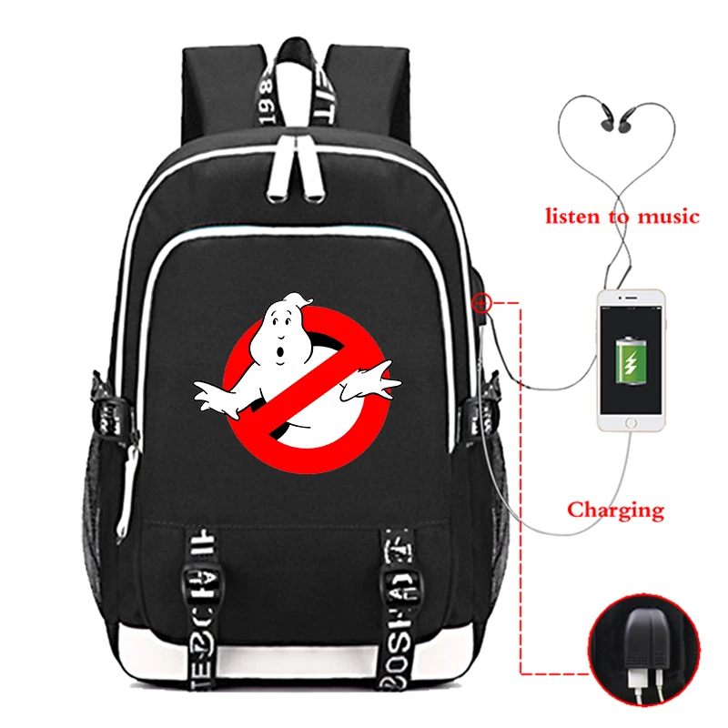 Beautiful Ghostbuster USB Charge Backpack Boys Girls Back to College Rucksack Men Women High Quality Mochila - Цвет: 1