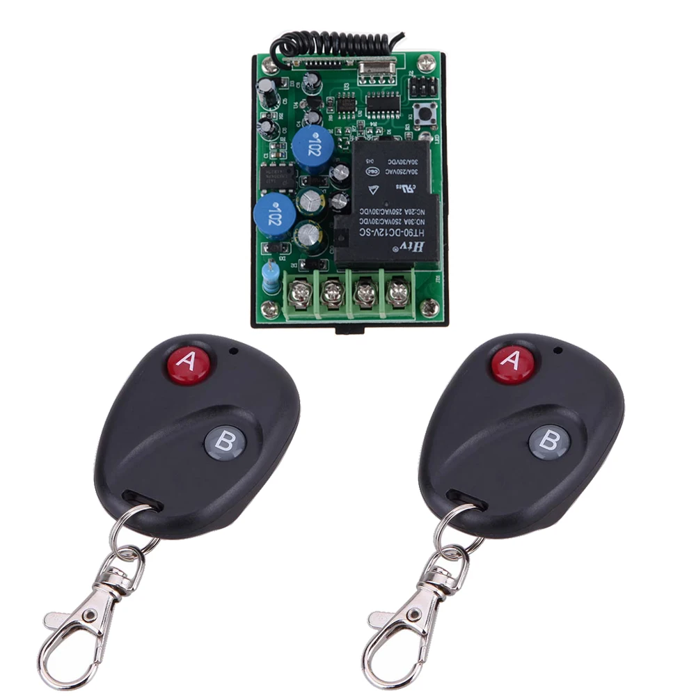 

AC 220V 30A RF Wireless Remote Control Delay Time Signal Switch Multi-function Receiver With 2PCS 2-Button AB Remote Transmitter