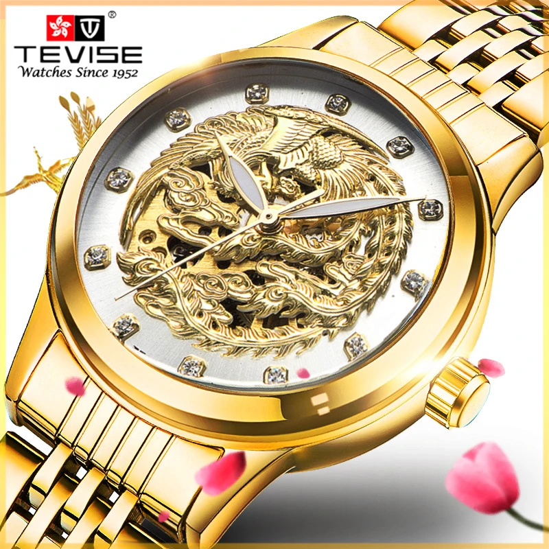 

Genuine watch Tevise Brand Luxury Women's Watches Waterproof Business Gold Stainless Steel Ladies Mechanical Fashion Wristwatch