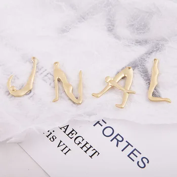 

20pcs Gold Pendant Alphabet A J N L Letter Tag Charms Stamp Initial Jewelry necklace Making earring handmade material
