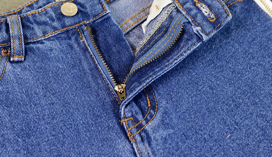 Europe and the United States women's high waist loose straight jeans nine pants bilateral zipper adjustment tassel tassels up to people section (15)