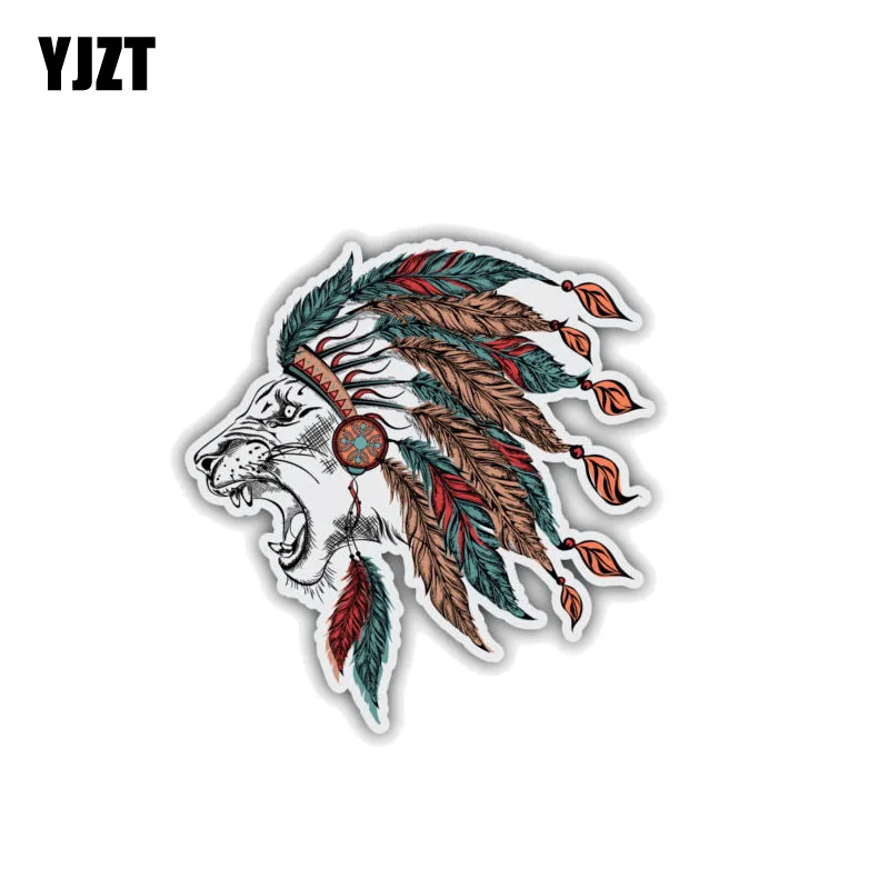 

YJZT 10.2CM*10.7CM Animal Car Sticker Reflective Indian Lion Head Decal PVC 12-1422