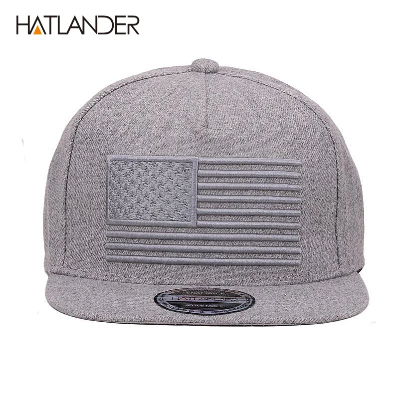 [HATLANDER] Raised flag embroidery cool flat bill baseball cap mens gorras snapbacks 3D flag hat ourdoor hip hop snapback caps