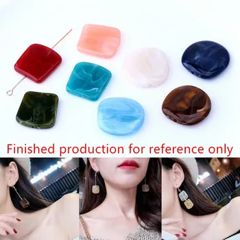 

50pcs/lot color printing geometry irregular rounds/square shape resin beads charms diy jewelry earring/bracelet/necklace pendant