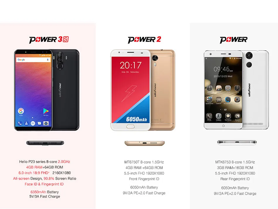 Ulefone power 3 S 18:9 смартфон Face ID Android 7,1 MTK6763 Octa Core 4 Гб + 64 6350 мАч 16MP камера мобильный телефон 6 дюймов г LTE