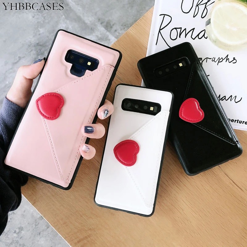 

Fashion Leather Phone Cover For Samsung Galaxy S10Plus S10 Cases Sexy Red Love Heart Wallet Card Holder Case For Samsung Note 9