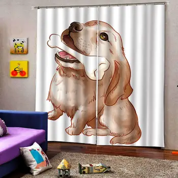 

Cute Dog bone Door Windows Curtains Thin for Kids Living Room Bedroom Decorative Kitchen Curtains Drapes Customized Dropship