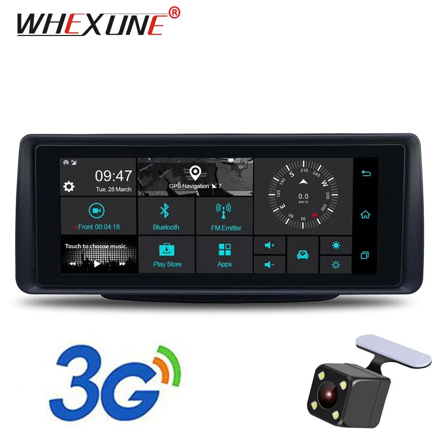 WHEXUNE 6,86 дюймов Автомобильный dvr камера Android 3g зеркало заднего вида gps Wi Fi DVRS автомобиля видео регистраторы Авто двойной объектив регистраторы...