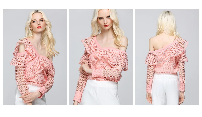 Ruffles Irregular Skew Collar Shirt (11)
