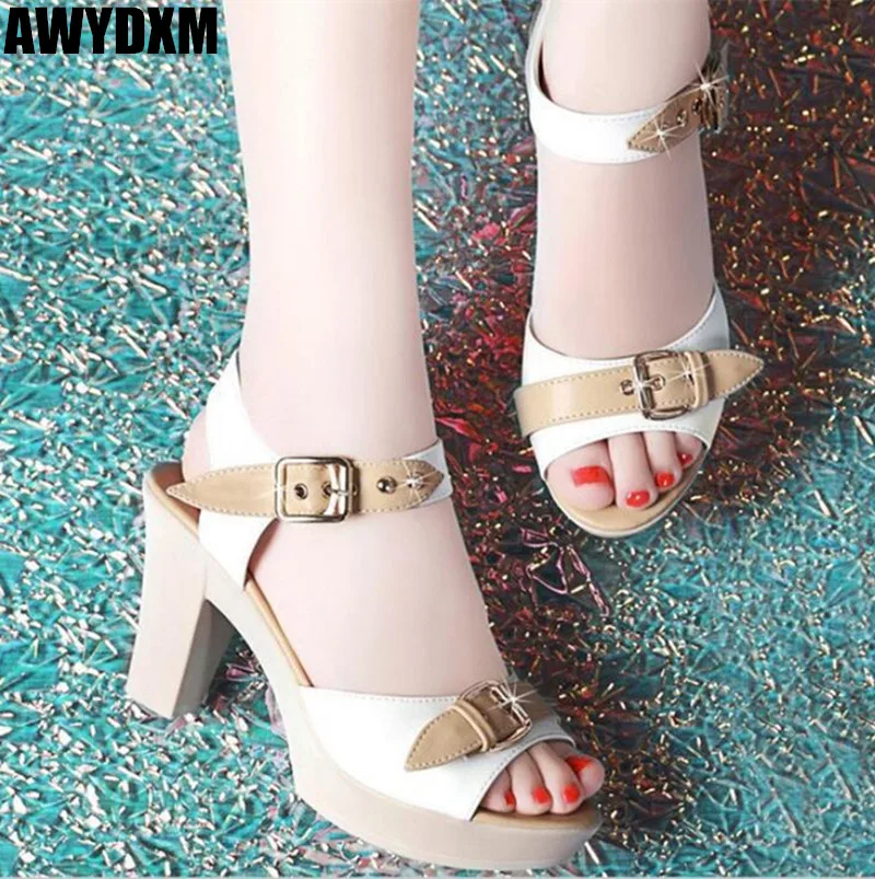 

Women sandals 2019 new summer open toe Thick heel High heels ladies fashion Buckle Platform casual shoes woman shoes Mujer S210