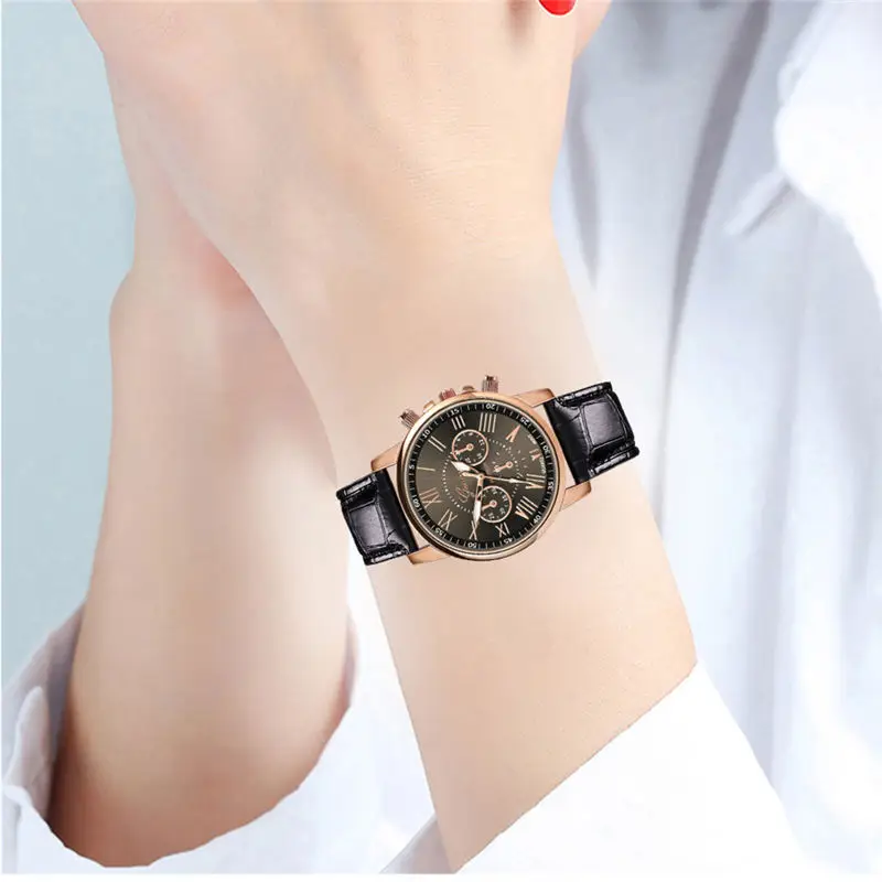 Модные женские часы для мужчин кожаный ремешок Кварцевые аналоговые наручные часы Роскошные модные черные белые золотые женские унисекс часы Montre Femme533