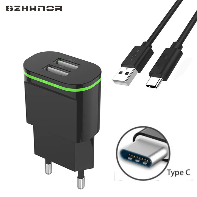 

USB C LED EU USB Charger Safe fast charging + Type C charger for Xiaomi mi 8 a1 max 2 black shark mi8 huawei p20 lite honor 10 9