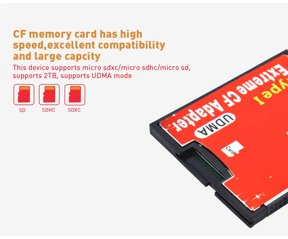 TISHRIC Micro SD TF для карты CF адаптер для MicroSD/HC для компактной вспышки типа I считыватель карт памяти конвертер для камеры