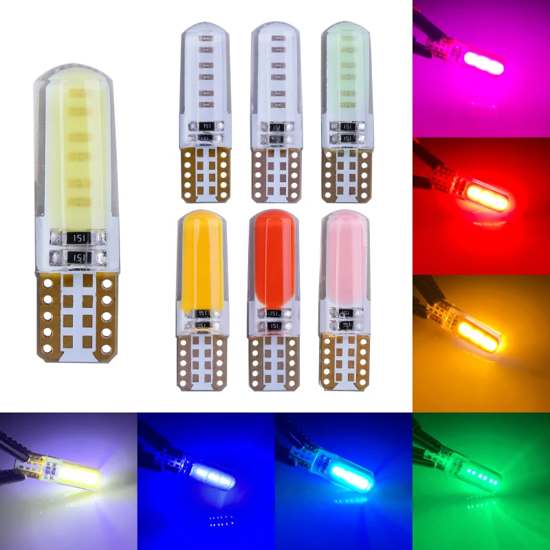 100 шт./лот w5w led Canbus силиконовый Cob T10 194 168 W5W Светодиодная внутренняя лампа для