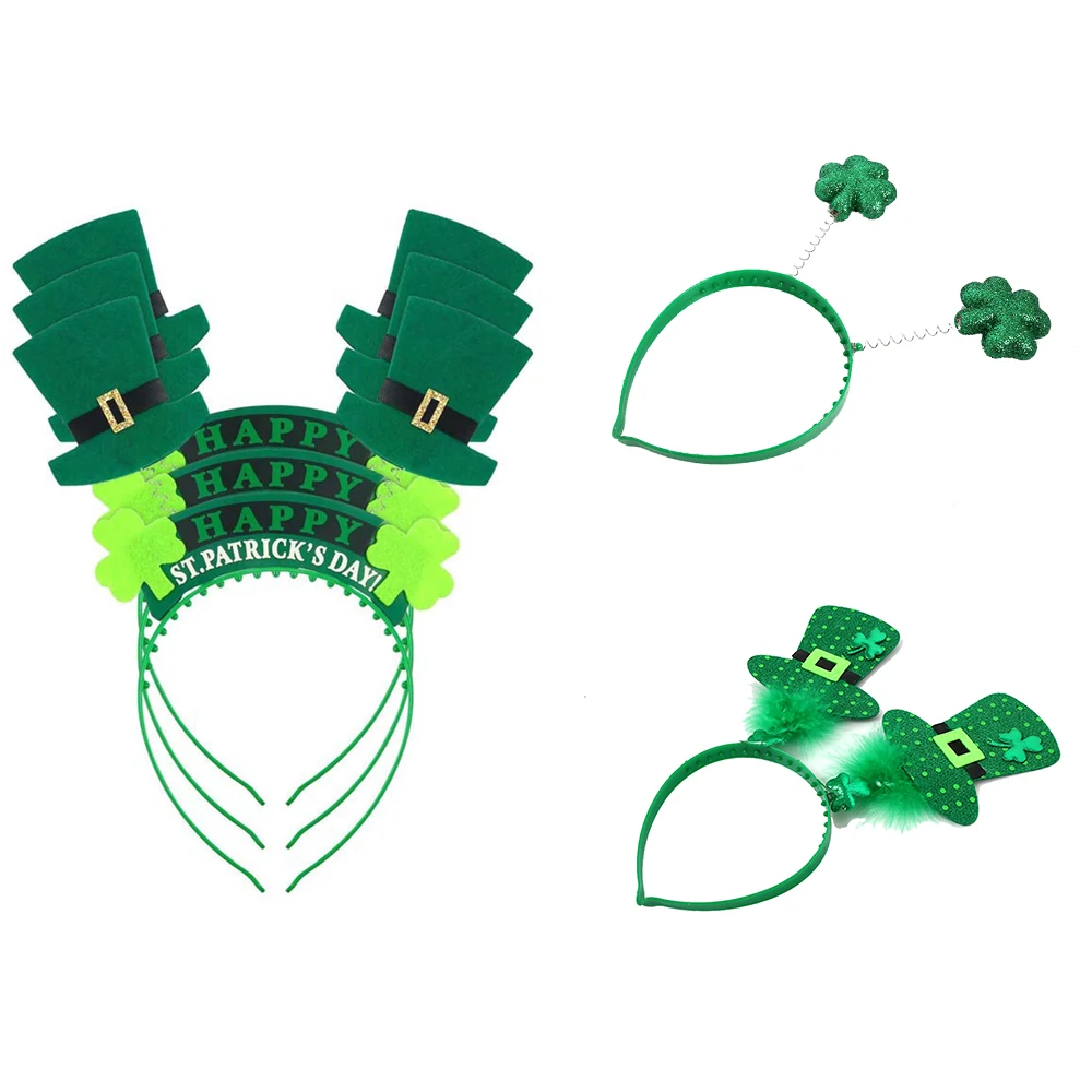 Green St Patricks Day Irish Shamrock Hat Headband Bopper Hair Accessory Gift 6pcs |