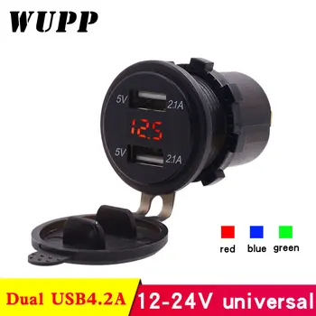 

WUPP Car Charger LED voltmeter display Power Adapter Dual USB Vehicle Cigarette Socket Lighter 2 port For iPhone Android