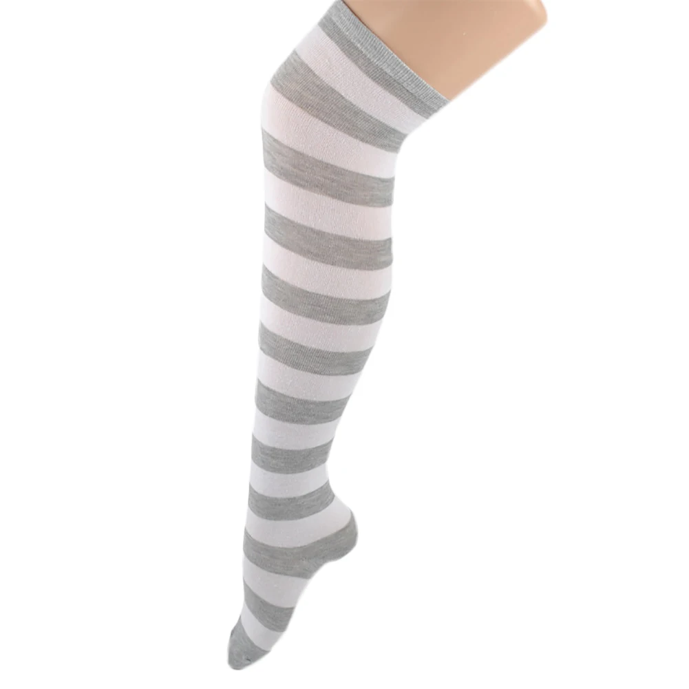 Женские японские милые полосатые высокие чулки выше колена теплые длинные носки компрессионные чулки рождественские носки зима