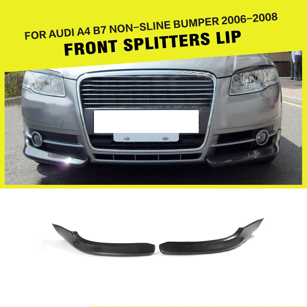 

Car-Styling Carbon Fiber Front Car Splitters Side Aprons Cupwings Flaps Flags For Audi A4 B7 Standard Bumper Only 2006 2007 2008