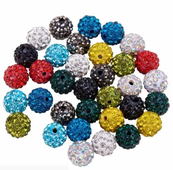

100pcs/set 10mm DIY Jewelry Making Disco Ball Clay Beads, Polymer Clay Rhinestone Beads Round Charms