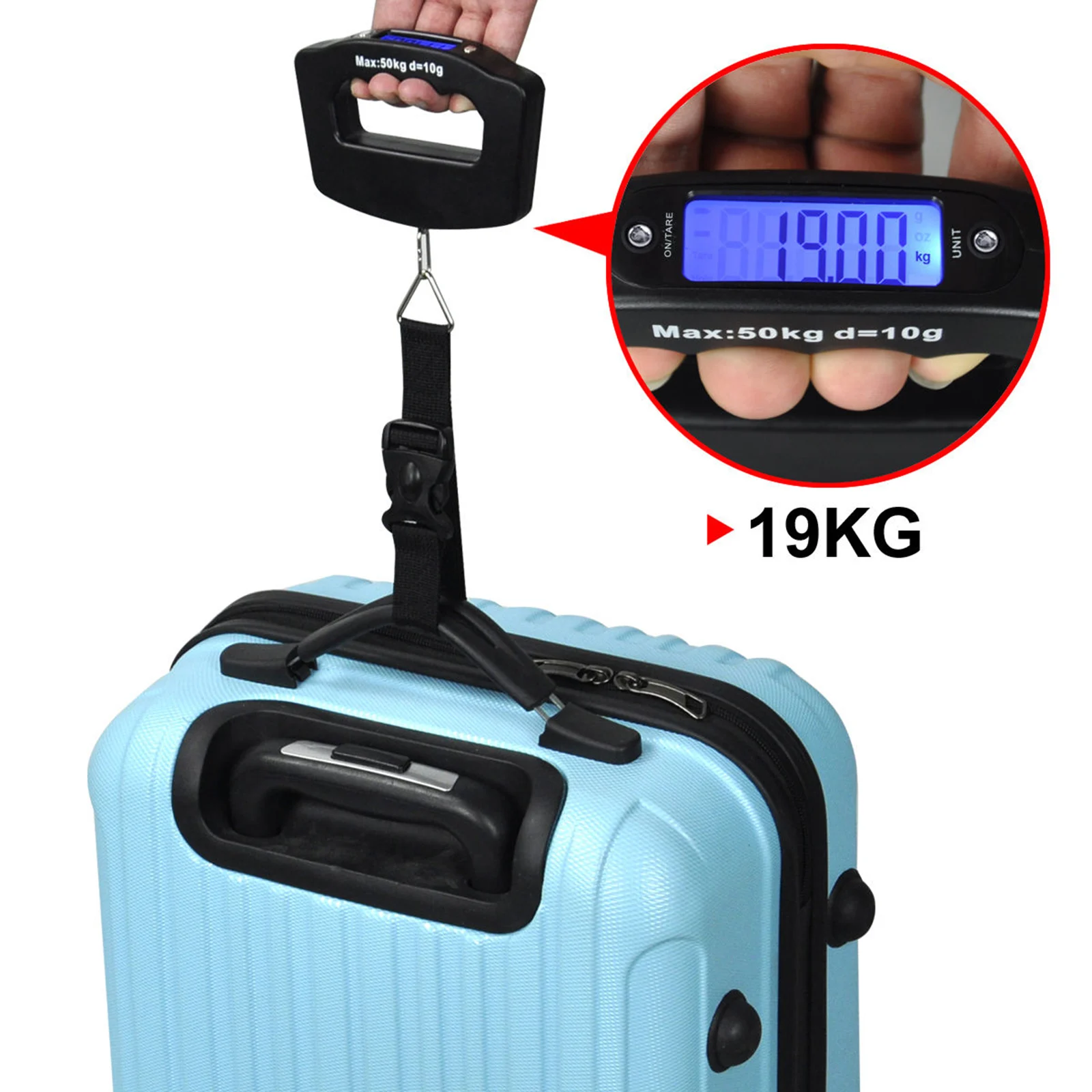 

50Kg Portable LCD Display Luggage Fishing Hook Electronic Weight Digital Scale Pocket Weighing Hanging Scale