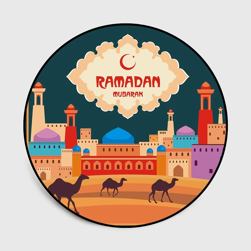 

Ramadan Style Round Carpets Rug For Living Room Bedroom Tea Table Round Non-Slip Floor Mat Kids Room Large Geometric Area Rugs