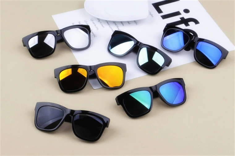 Colorful mercury reflective lens children sunglasses men and women oculos feminino redondo baby anti-UV personality sunglasses  (4)