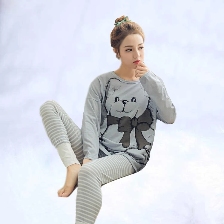 

Womens Pajamas Sets 2019 Summer Round Neck Cartoon Kawaii Totoro Cartoon Sleepwear Nighty Female Casual Autumn Winter Pajamas