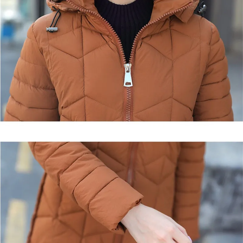 Зимняя хлопковая куртка для женщин, парка, толстое теплое пальто для студентов, плюс размер, толстовки, топы, женские тонкие длинные парки OKXGNZ 2151