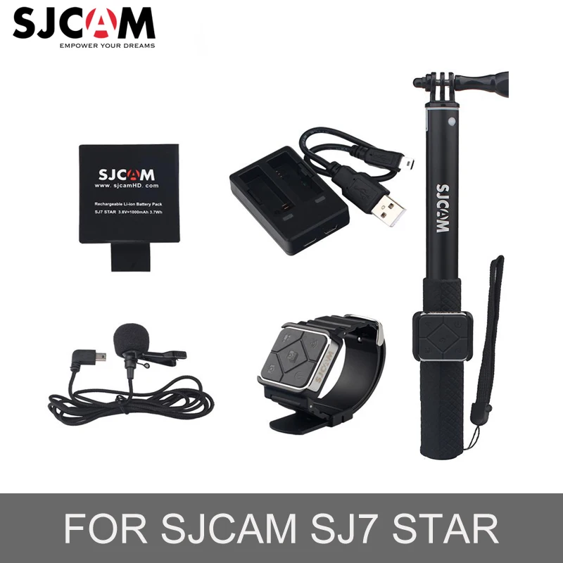 100% оригинальные аксессуары для камер Sjcam Sj7 Star 1 батарея + двойное