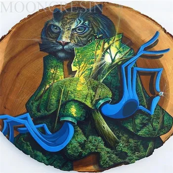 

5D Diy Diamond Painting Cross Stitch Cat Wearing Green Plants Diamond Embroidery Full Round Mosaic Decoration Resin Sticker Kits