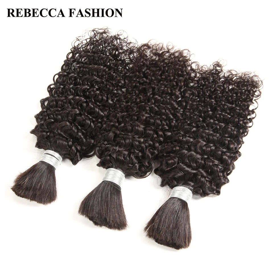 Rebecca brasileiro remy encaracolado cabelo humano em massa para trança 1/3/4 pacotes 10 a 30 Polegada cor 1b/99j extensões de cabelo