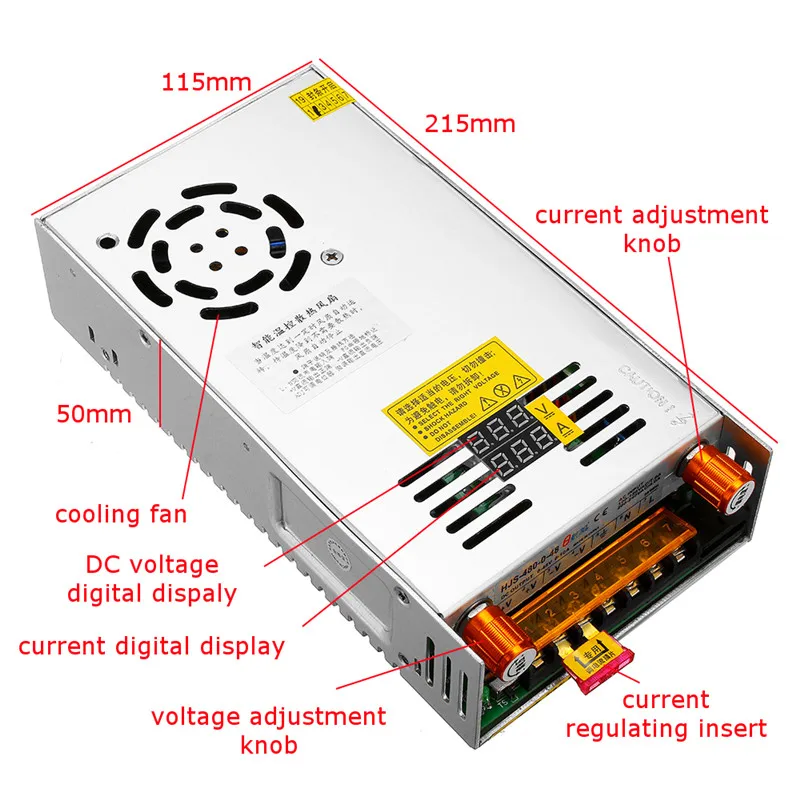  Switching Power Supply Transformer Adjustable AC 110/220V to DC 0-24/36/48V 480W with Dual Digital 