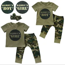 Exército Verde do verão Menino/Menina Bebê recém-nascido Meninos Meninas Tops T-shirt Longo Calças Roupas Conjunto Meninos Meninas Roupas roupas 0-24 m