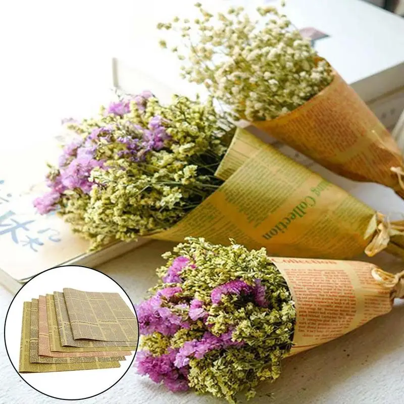 

45PCS/Pack Flower Packaging Paper Wrapping Paper Vintage Newspaper 4 Color Bouquet Decor Festival Gift 75x53cm HQI9106