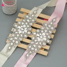 Прозрачный горный хрусталь, страз пояс с лентами много Цвета очаровательный пояс-кушак Пояс невесты ZA010