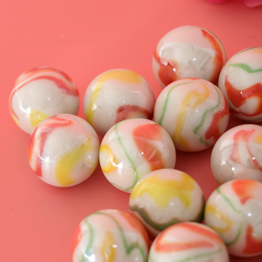 20pcs 25mm Floral Stripes Glass Bead Marbles Ball Run Stress Swirl Toy Decor