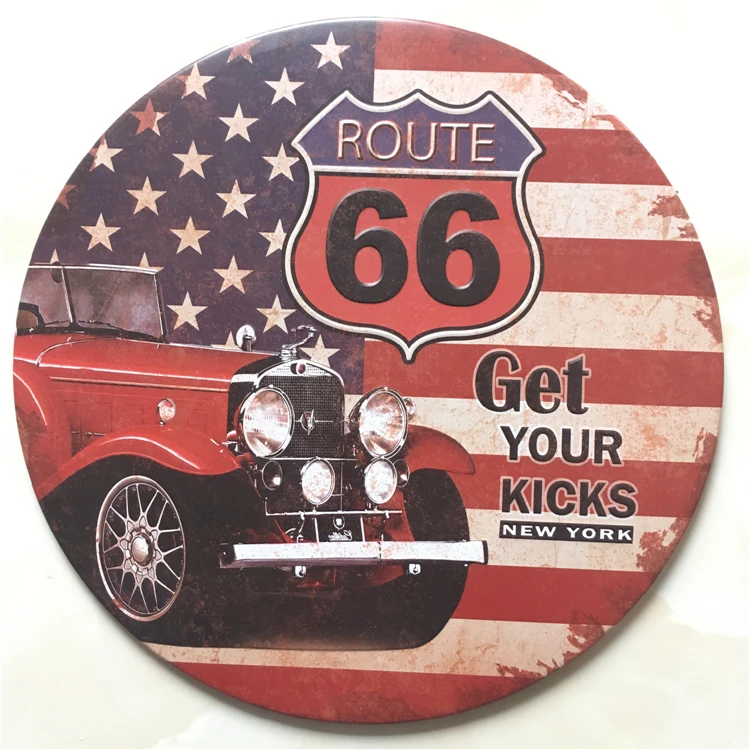 30 см Route 66 круглая Ретро табличка металлические жестяные знаки подсказка