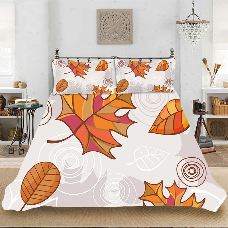 

3D Print Maple Leaf Comfortable Concise Bedding set Bedclothes Include Duvet Cover Pillowcase Print Home Textile Bed Linens