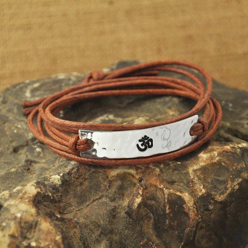 

OM bracelet, wrap bracelet yoga jewelry, om, custom secret message yogo bracelet