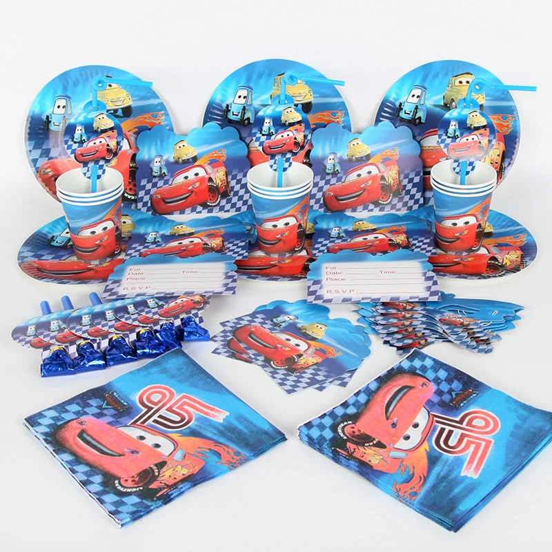 

Cars theme Tableware Sets 72pcs/lot Cup+Plate+Napkin+Invation Cards+Blowout+Straw child's Boy's Party Supplies Decoration