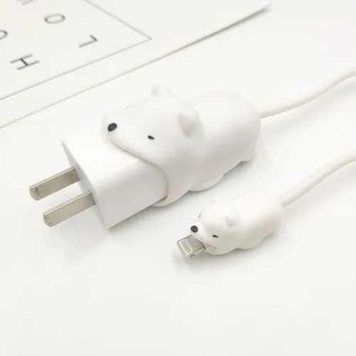 Bear and the rope Один набор милый кабель животные укус протектор для Iphone устройство для сматывания кабеля держатель телефона аксессуар кролик собака кошка животное кукла модель Забавный - Цвет: Bear and the rope