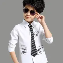 Коллекция года, Весенняя детская одежда рубашки для мальчиков повседневные хлопковые рубашки с длинными рукавами и надписью для маленьких мальчиков, Детские рубашки с отложным воротником