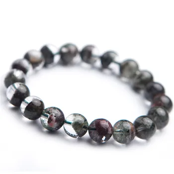 

10.5mm Red Green Natural Phantom Quartz Bracelet Genuine Gemstone Healing Crystal Transparent Round Bead Stretch Bracelets Women