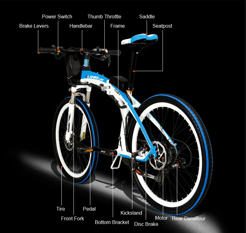 Sale Lankeleisi GP Electric Bicycle, Folding Bike, 26 inches, 36/48V, 240W, Disc Brake, Fast-folding, Mountain Bike 13