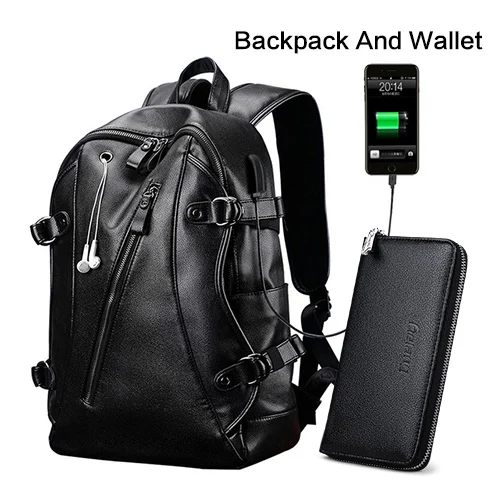 LIELANG, мужской рюкзак, внешний, USB, зарядка, водонепроницаемый, рюкзак, модный, из искусственной кожи, сумка для путешествий, повседневная, школьная, кожаная, сумка для книг - Цвет: 6021 Backpack Wallet