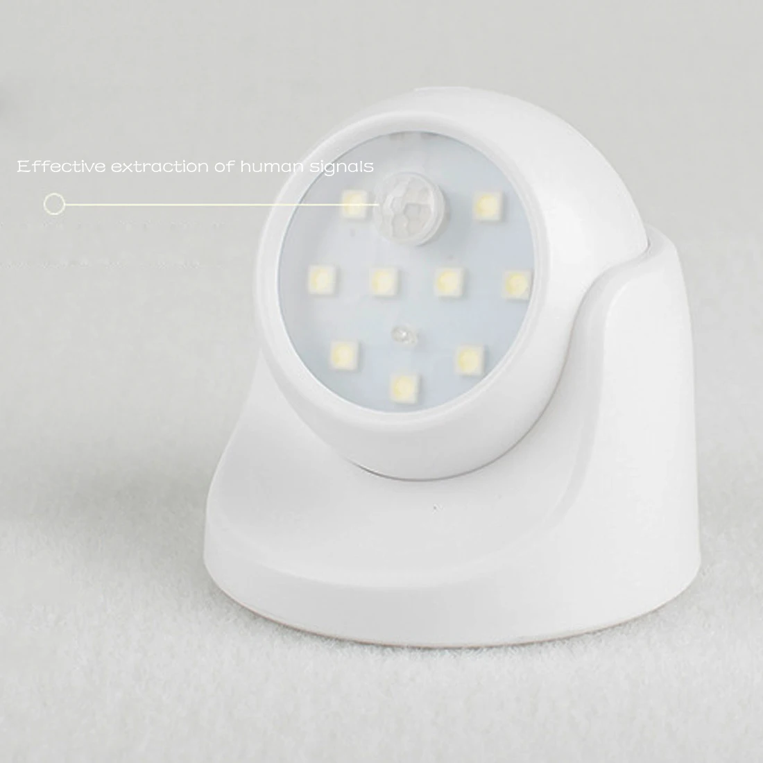 9 лампочек, светодиодный настенный светильник с датчиком движения, Ночной светильник, вращение на 360 градусов, беспроводной автоматический PIR ИК-детектор, охранная лампа
