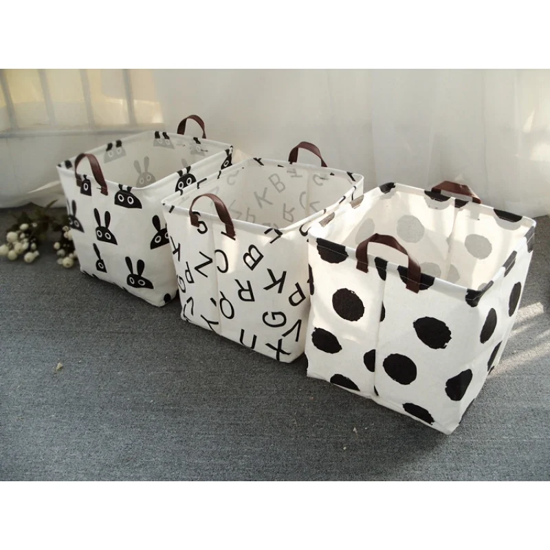 new Large Cotton Handle Folding Laundry Basket Toys Organizer Clothing Storage Bag Dirty Clothes Bucket Laundry Holder Stand Bin