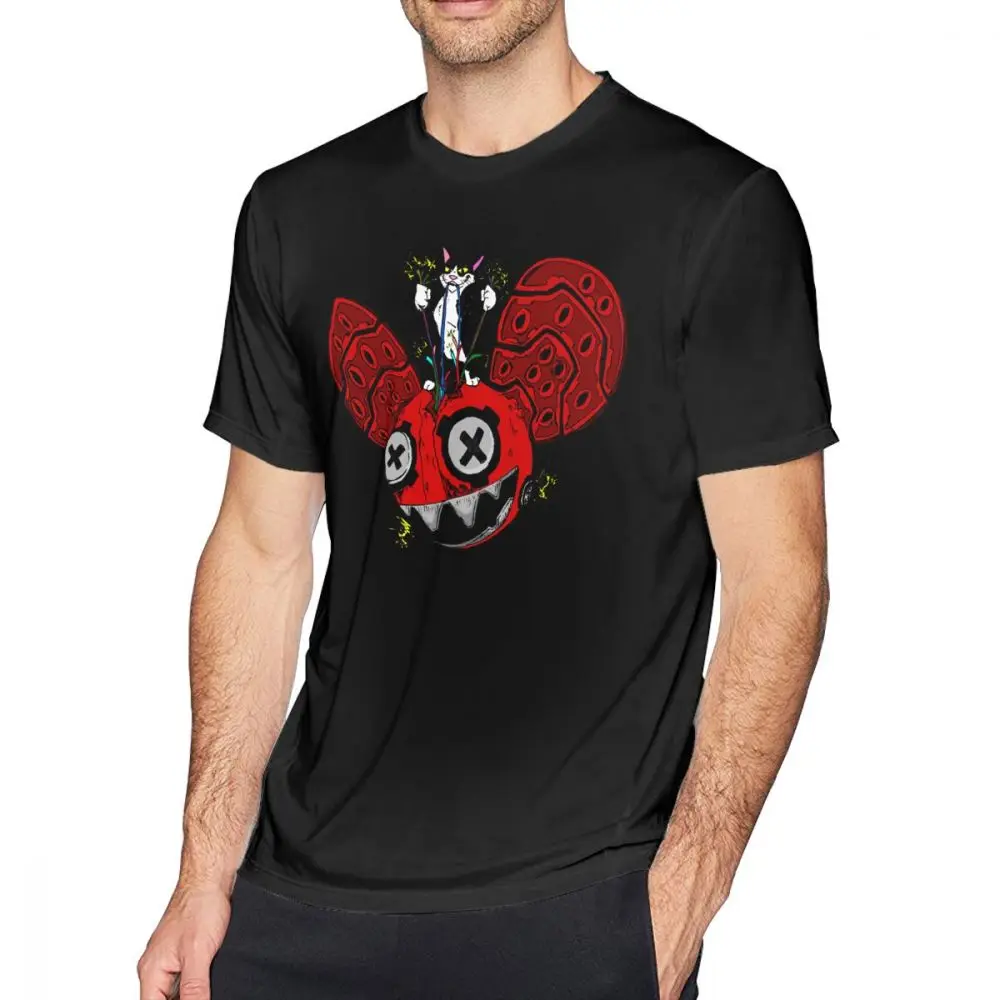 Deadmau5 футболка, футболка с разрушением, летняя футболка плюс размера, 100 хлопок, мужская Милая футболка с коротким рукавом и графикой - Цвет: Black